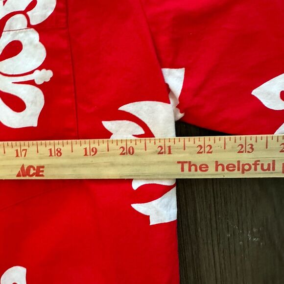 Hilo Hattie Hawaiian Shirt Red White Floral Print Short Sleeve USA Men’s Small - Picture 6 of 6